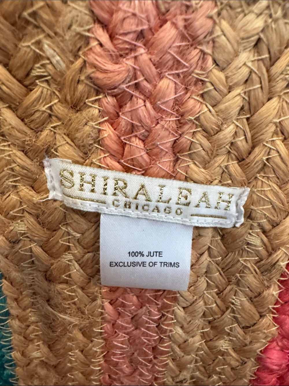 Shiraleah Multicolor Striped Woven Tote - Pink, Coral, Teal, Yellow, Natural - Picture 2 of 5